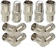 Lala Smill Right Angle Push on Coax Connectors F-Type Female to F-Pin Male Quick Plug Adapter RG6 Coax Coaxial Cable Connector Adaptor