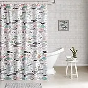 Sardinia - Modern Multi-Color Fish - Cotton Printed - Designer Shower Curtain - 72" x 72" - Machine Washable