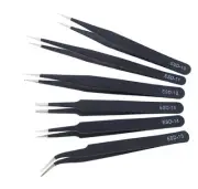 6x Anti-static ESD Stainless Tweezers Straight Angle Tweezers Electronics 10-15