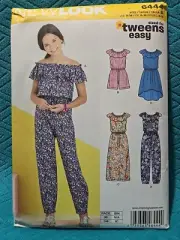 New Look Pattern 6444 A Tweens Girls Jumpsuit Dress Sz 8-16 UNCUT