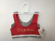 Calvin Klein Big Girls Modern Cotton Cropped Bra 2 pack, Red/Gray, S.