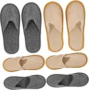 Minkissy 6 Pair Willow Leaf Pattern Disposable Slippers Non-slip Hotel Motel Spa Salon Travel Grey Set Lightweight Portable