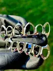 Italy 14k White Gold Finish Rappers Seethrough fang grillz 6 teeth Slug teeth