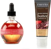 Cuccio Pomegranate & Fig Hydration Essentials Kit- 75ml Cuticle Oil & 4oz Butter Tube, Red