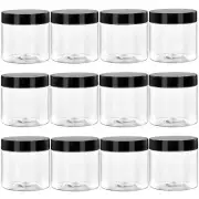 36 Pack 2 Oz Small Plastic Container Jars with Lids and Labels BPA Free, Empty