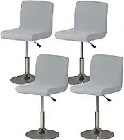Gollense Bar Stool Covers Set of 4 Stretch Pub Counter Stool Chair Covers with Backs, Square Swivel Barstool Seat Slipcover with Elastic Bottom for Low Short Back Dining Chair (Light Grey)