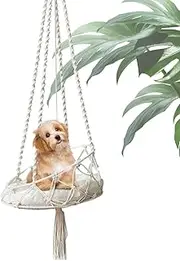 Macrame Cat Hammock, Bohemian Cat Swing, Cat Swing Hammock, Pet Hammock Cushion, Handcrafted Macrame Cats Swing Hammocks Lounging Space with Cushion for Cats to and Rest in Bohemian Style