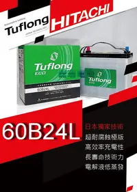 在飛比找Yahoo!奇摩拍賣優惠-【鋐瑞電池】日本 日立 Tuflong 60B24L 汽車電