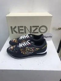 在飛比找Yahoo!奇摩拍賣優惠-KENZO Paris 深藍色 滿版 老虎 圖案 休閒鞋 全