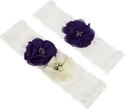 [OATIPHO] Bridal Garters for Bride Bridesmaid Lace Flower Decorations Elastic Belt Wedding Prom Party Set