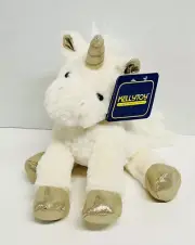 KellyToy Unicorn 10" Plush Cream White Gold Rare with Tags