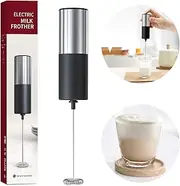 ANNIVERS Electric Milk Frother Handheld Drink Mixer Hand Coffee Whisk Blender Foam Maker Egg Beater, Battery Operated Stainless Steel Whisk & Body, Milkshake Matcha Whisk, Mousseur à Lait Électrique