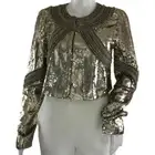 Veronica Beard Women's Phaedra Sequin Embellished Cropped Jacket Gold Sz M