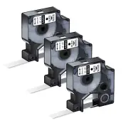 3PK Black on White Label Tape For DYMO D1 45013 LabelManager 1/2”x23’ Standard