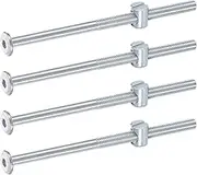 uxcell 4Pcs Bed Frame Bolts, M6 x 110mm Hex Socket Head Screws Bolts Barrel Nuts Bunk Bed Bolts Furniture Screws with Slotted Head Barrel Nut for Chairs Cots, Silver
