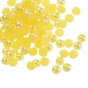300pcs Flatback Pearls 6mm ABS Plastic Half Round Dome Pearls, Yellow