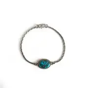 925 Sterling Silver Turquoise Bracelet Adjustable Bangle Women Jewelry Gift