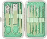 GZSYWZ Nail Clipper Set 10 Pcs Professional Nail Care Tools Stainless Steel With Button Box Green Portable Manicure Nail Beauty Gift Set Travelling Multifunction