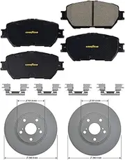 [Goodyear] Brakes GYD908 Premium Ceramic Automotive Front Disc Brake Pads Set and 212770GY Premium AntiOx Automotive Vehicle Front Brake Rotor (2 Pack)