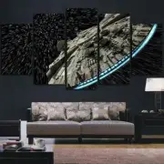 Star Wars Movie Millennium Falcon Framed 5 Piece Panel Canvas Wall Art Print
