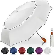 Extra Large Golf Umbrella - Windproof 10 Ribs Vented Double Canopy Reflective Strips Automatic Open/Close UV Protection Lightweight & Compact for Outdoor & Travel