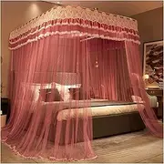 Canopy for s Bed Mosquito Net Princess Three Side Openings Post Romantic Lace Bed Curtain Canopy Netting Bed Net Canopy Bedding (Color : Bean Paste, Size : 180 * 200cm)