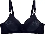 [Generic] Black Sports Bra Sticky Inserts Small Ladies Bras Front Fastening Wired Strapless White Elderly Backless Lace Trendy Lane Women's Non Plus Size with Clear Back High Support Running (Dark Blue, 80B)