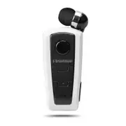 Wireless Bluetooth Earphones Portable Handsfree Retractable Headset Stereo Headphone Clip Mic Phone Call white