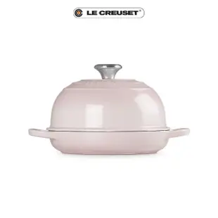 【Le Creuset】典藏琺瑯鑄鐵鍋烘焙麵包鍋24cm(貝殼粉- 鋼頭-內鍋黑)