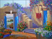 Tile Mural Backsplash Ceramic Senkarik Southwest Floral Courtyard Art MSA172