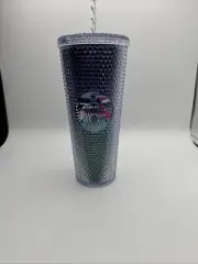 Custom Studded Double Wall Tumbler Green Blue Purple Colorful With Straw 32 Oz