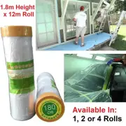 Pre-Taped Masking Film Tape Drop Cloth Sheet Roll Paint Spraypainting Painting