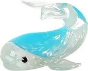 NaneTidy Hand Blown Art Glass Animal Whale Figurine Light Blue Blown Glass Whale Paperweight for Table Home Decor