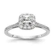 1.00ct. CZ Solid Real 14ktt Cushion Halo Engagement Ring