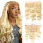 Soft Brazilian Blonde Hair 13X6 Full Lace Frontal Closure With Baby Hair 22 I...