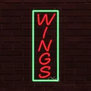 NEW "WINGS" w/BORDER VERTICAL 30x12x1 INCH LED FLEX WINDOW INDOOR SIGN 31037