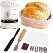 Vistara Sourdough Starter Kits -1L Sourdough Starter Jar and 10'' Proofing Basket, Sourdough Accessories