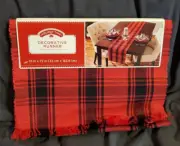 Holiday Time Buffalo Plaid Woven Cotton Table Runner (Red & Black) 13 in x 72 in