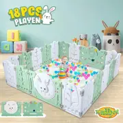 Baby Playpen 18 Panels Safe Fence Kids Enclosure Kidbot Activity Centre Safety Barrier Foldable Gate Play Yard Rabbit Design