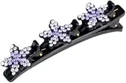 Sparkling Crystal Stone Braided Hair Clips, Double Bangs Hair Clips Flower Pearls Hair Braided Women Elegant