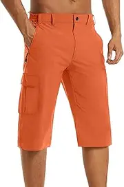 [Generic] Shorts Cotton Men 3/4 Hiking Walking Shorts Outdoor Thin Work Climbing Capris Shorts with Multi Pockets Big and Tall Men Shorts