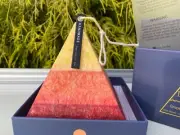 HANDmade Natural Pyramid Candle Infused w/Grapefruit & Basil Essential Oil & Gem