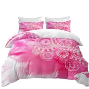 Pink Fog and White Mandalas Quilt Cover