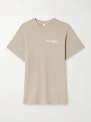 [Sporty & Rich] Sporty & Rich - Printed Cotton-jersey T-shirt - Mushroom - small small Neutrals