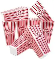 Popcorn Containers, Plastic Red & White Classic Movie Popcorn Containers, by Playscene (Quantity 8, Red & White)