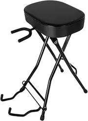 Oshhni Guitar Stool Seat Foldable Guitar Stool Folding Chair with Holder for Musician Playing Electric Guitarists