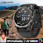 Military GPS Smart Watch for Men, 1.43 AMOLED Screen, Heart Rate, IP68 Waterproof, Compatible with Android iOS