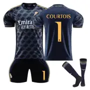 Nevenka Real Madrid Away Jersey COURTOIS #1 Soccer Jersey Kids Adult 3Pcs Jersey Kits