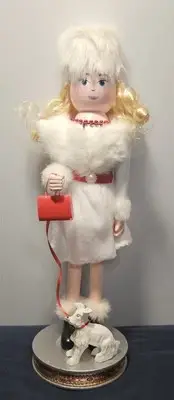 Clever Creations Female Shopper Nutcracker 14” W/ Dog & Removable Purse Decor