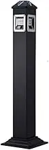 Outdoor Trash Can Outdoor Ash Pillar Vertical Trash Ashtray Hotel Mall Smoking Room Stainless Steel Smoke Extinguishing Pillar Outside Garbage can(Black)